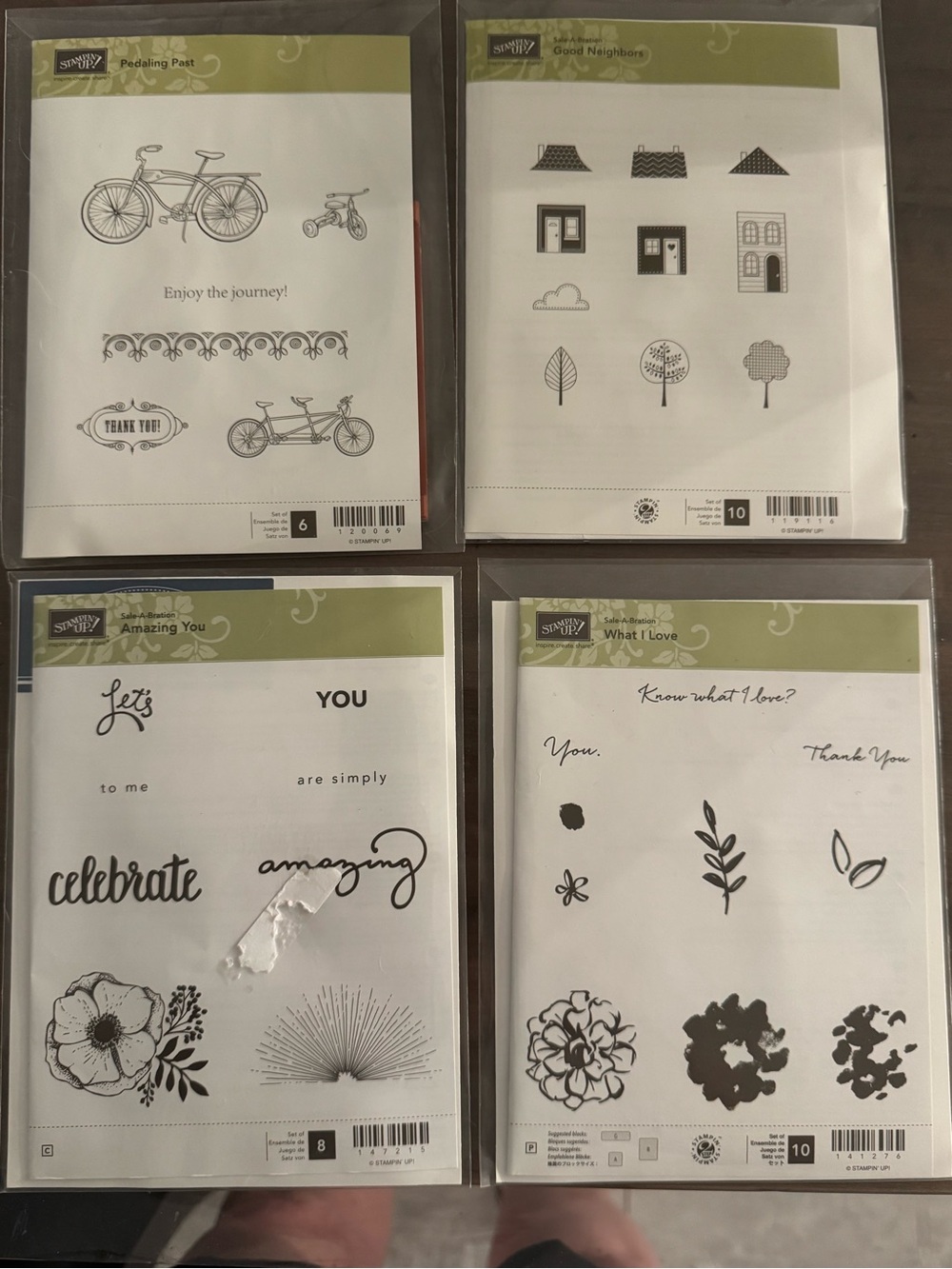 LIKE NEW Bundle of 4 Stampin' Up! Stamp Sets - Floral & Bicycle Designs